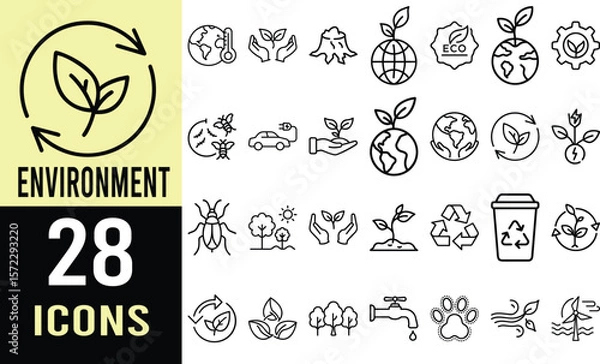 Obraz Environmental Conservation Icons: Eco-Friendly Symbols for Sustainability Projects