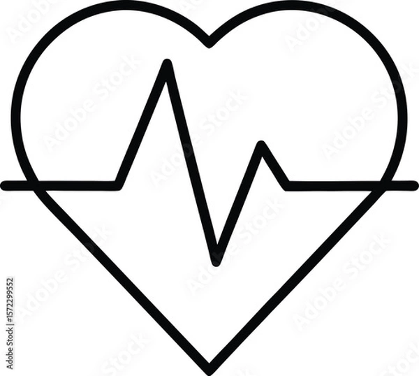 Obraz Heartbeat ECG Line Inside Heart Icon Design for Medical and Healthcare Concepts