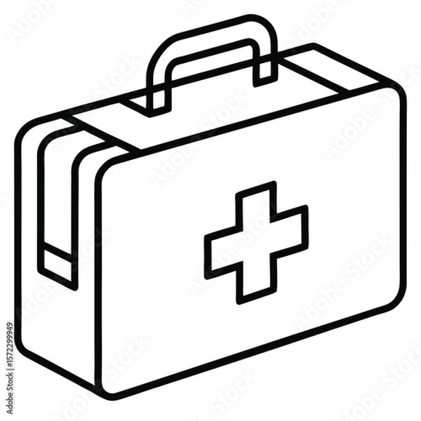 Obraz First Aid Kit Icon Design with Medical Cross Symbol for Healthcare and Emergency