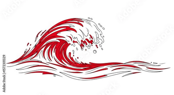 Fototapeta Ocean Freedom — Abstract Red and White Wave Splash Representing Independence