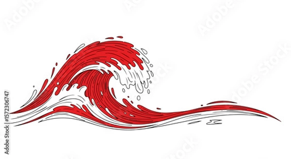Fototapeta Ocean Freedom — Abstract Red and White Wave Splash Representing Independence
