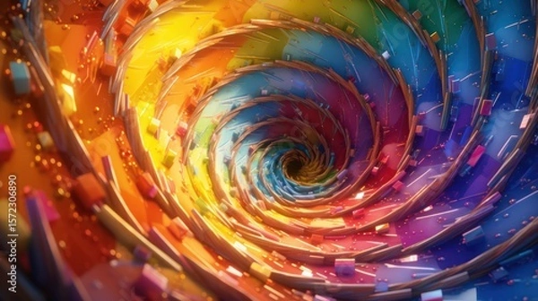 Obraz Colorful abstract fractal background with swirling circles, a vibrant and dynamic art illustration perfect for wallpaper design