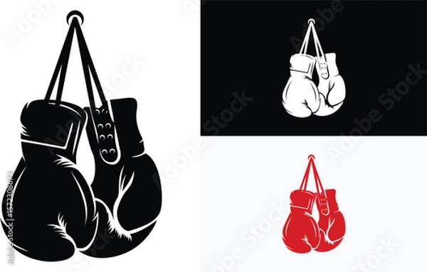 Obraz hanging boxing gloves logo design vector template