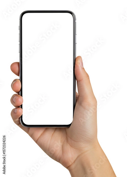 Fototapeta 黒背景 スマホ 画面 シンプルに輝く手