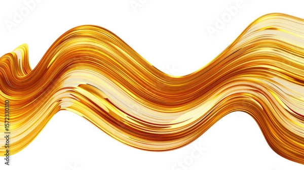 Obraz Abstract Golden Wave Design on Transparent Background with Shiny and Smooth Textures