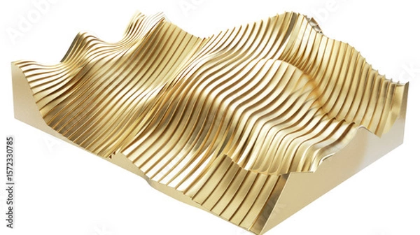 Obraz Abstract Golden Waves Texture in Modern 3D Design with Shimmering Surface and Elegant Flow