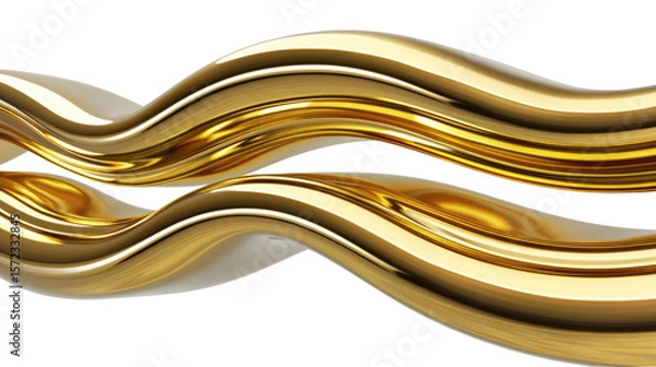 Obraz Elegant Gold Waves Flowing Smoothly Across A Transparent Background With Shiny And Reflective Texture