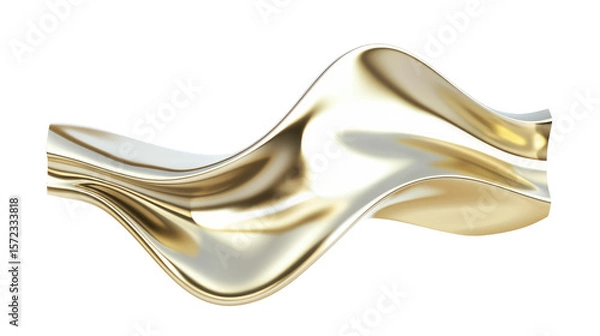 Obraz Elegant Golden Wave Shape with Smooth Curves and Fluid Motion on Transparent Background