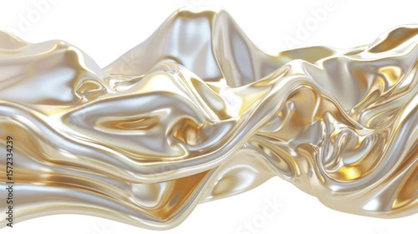 Obraz Flowing Gold and Silver Metallic Texture with Abstract Waves on a Transparent Background