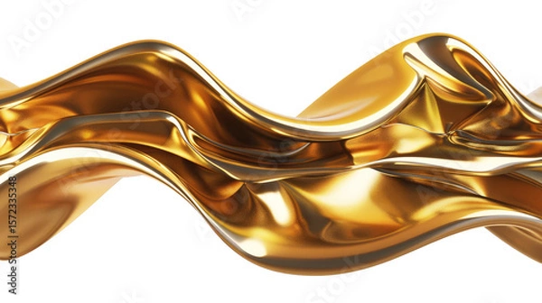 Obraz Sleek Fluid Gold Wave with Glossy Texture on Transparent Background in Contemporary Design