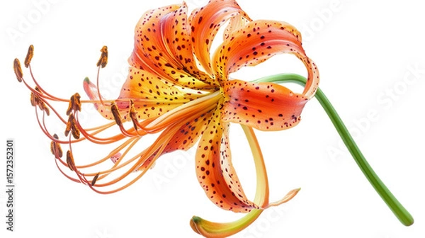 Obraz Vibrant orange tiger lily background isolated on a Transparent background, PNG file.