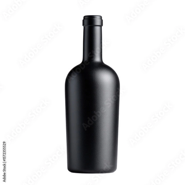 Fototapeta Elegant matte black bottle showcasing minimalist design, representing sophistication and modern aesthetics in beverage packaging