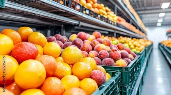 Fototapeta Efficient Fresh Fruit Storage Warehouse with Real-Time Stock Monitoring and Cooling System Control