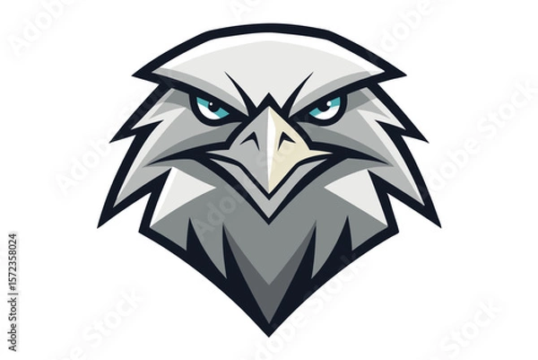 Obraz Detailed eagle head featuring sharp features and piercing blue eyes intensely stares forward