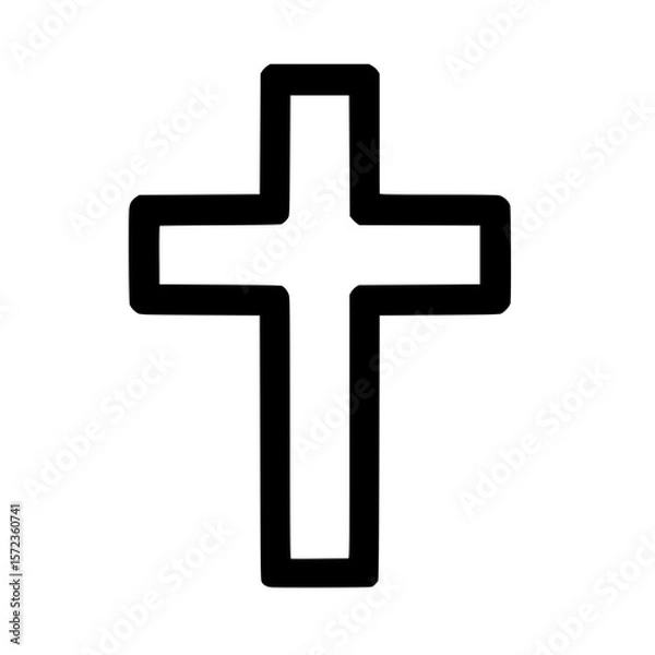 Fototapeta Minimalist Outline Symbolic Cross Religious Icon Christian Faith Element