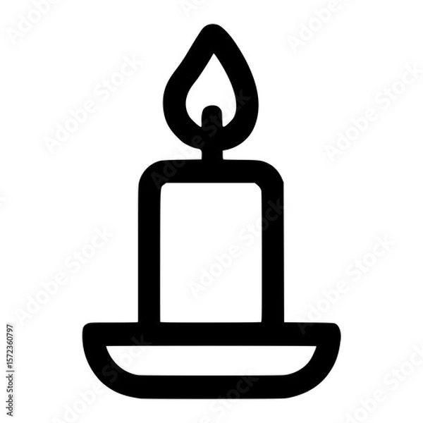 Fototapeta Simple Line Drawing Candle Flame Light Glowing Icon Symbol