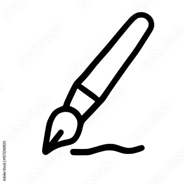 Fototapeta Simple Line Art Paint Brush Stroke Tool Design Element Icon