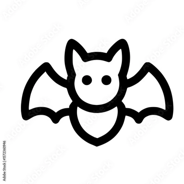 Fototapeta Simple Line Art Bat Icon for Halloween and Spooky Theme Design