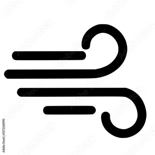 Fototapeta Simple Flat Line Art Wind Symbol Weather Element Icon Graphic