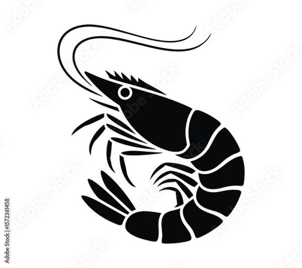 Fototapeta Lobster and Shrimp Icons for Food Design for Flat Seafood Emblems