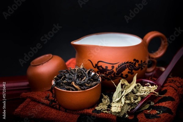Obraz Chinese teapot set with tea