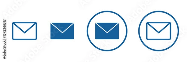 Fototapeta A illustration of a black envelope icon on a white background. E mail icon set.  eps 10 