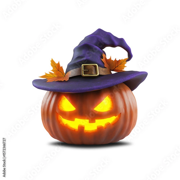 Obraz 3d Halloween pumpkin on a witch hat