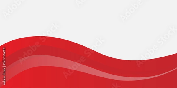 Fototapeta Red Wave on White Background Simple curve background for business with space for text