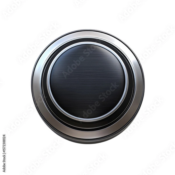 Fototapeta Round metallic button with a smooth surface designed for modern applications cutout isolated on transparent background, cutout png