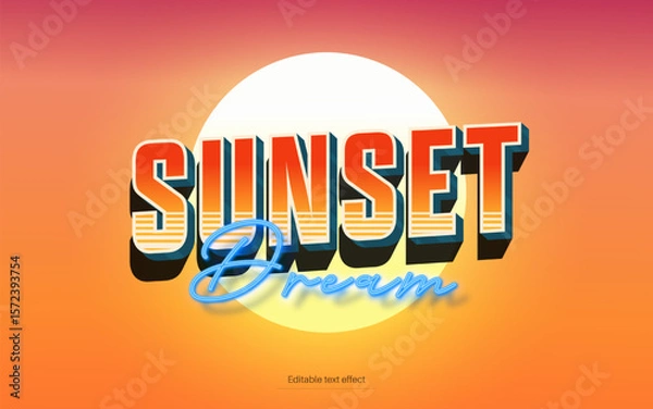 Obraz Vintage Sunset Text Effect for Illustrator