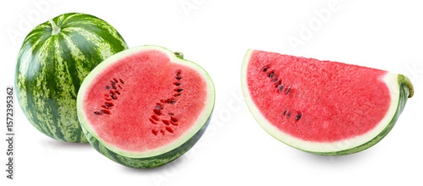 Fototapeta Sliced ripe watermelon isolated on white background. clipping path