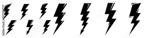 Fototapeta lightning bolt thunder flash icon vector set