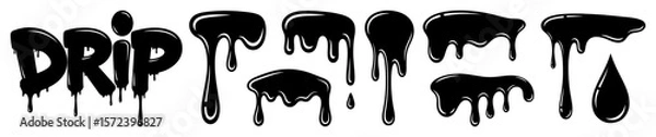 Obraz graffiti drip font and dripping shapes set vector