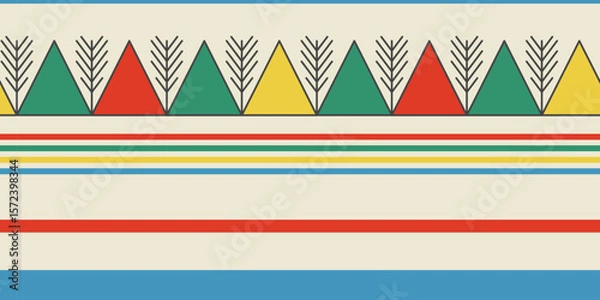 Fototapeta Abstract arabic pattern with colorful triangles and line elements. Traditional saudi ornament. Vector