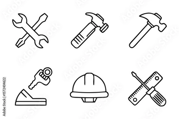 Fototapeta Engineering tools icon set for diverse industrial applications