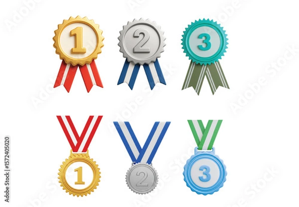 Obraz Gold, Silver, and Bronze Medals for First