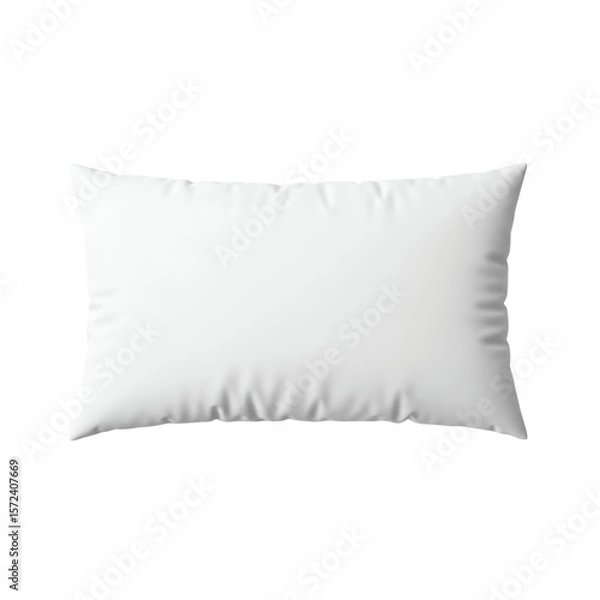 Obraz A white rectangular pillow is centered on white or transparent background with soft folds visible on its surface