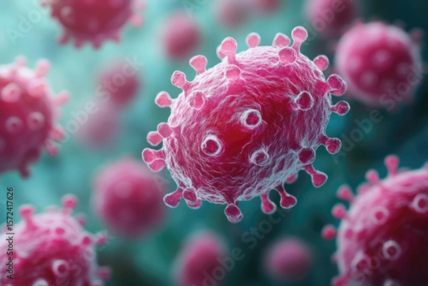 Fototapeta Microscopic View of Bacterial Cells Undergoing Division Process