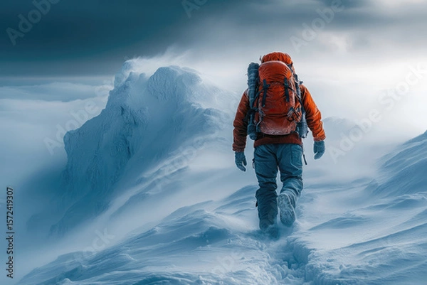 Fototapeta Untamed Ice and Snow Capture a Frozen Explorer’s Journey