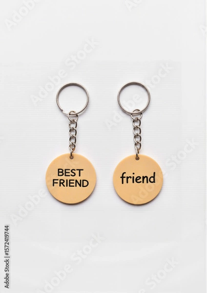 Fototapeta Keychain set with "Best Friend" and "friend" tags for friendship concept  