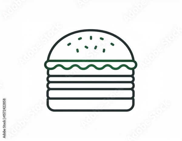 Fototapeta Minimal burger icon in flat vector style, clean lines, no gradients, suitable for app or web design.