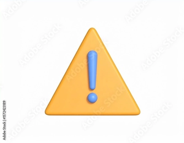 Fototapeta warning sign 3d rendering isolated on white background cartoon plastic style icon