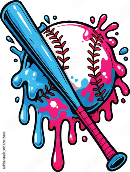 Obraz Melting Baseball Dripping Paint