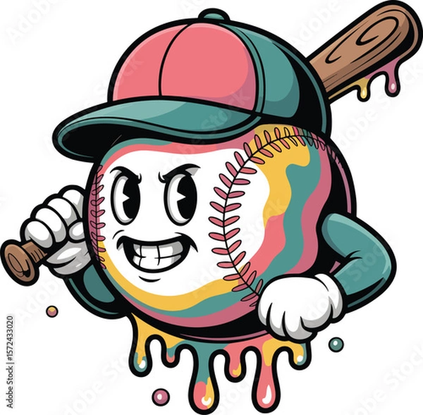 Obraz Melting Baseball Dripping Pastel Pattern