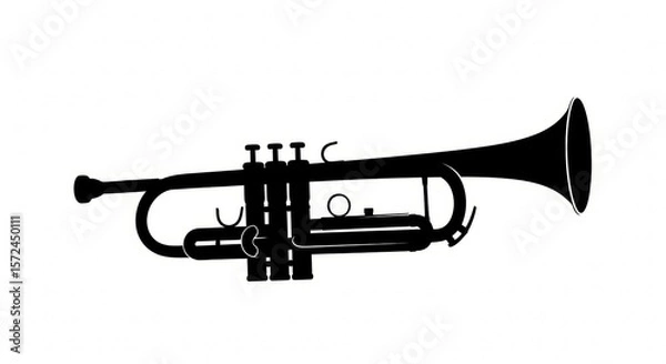 Obraz Silhouette of a Trumpet: Musical Instrument with Valves and Bell