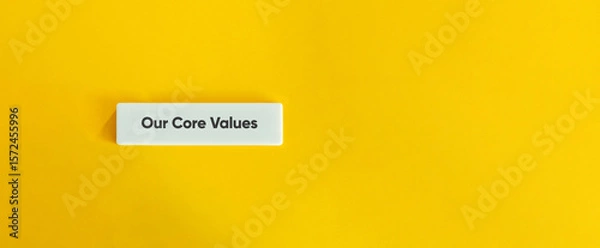 Fototapeta Our Core Values on Yellow Background – Minimal Letter Tile Design