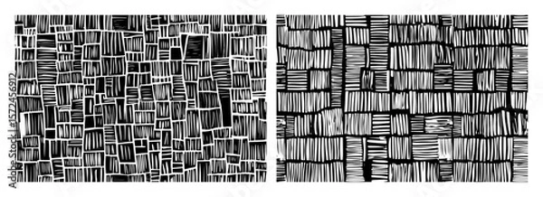Fototapeta abstract hand drawn hatch block texture seamless background vector pattern shape