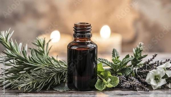 Fototapeta Discover nature's power with essential oil. Perfect for aromatherapy, massage, and creating a serene atmosphere. Crafted with care for your well-