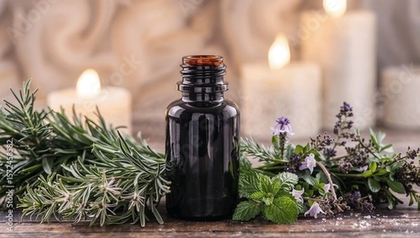 Fototapeta Discover nature's power with essential oil. Perfect for aromatherapy, massage, and creating a serene atmosphere. Crafted with care for your well-