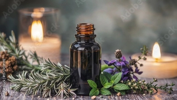 Fototapeta Discover nature's power with essential oil. Perfect for aromatherapy, massage, and creating a serene atmosphere. Crafted with care for your well-
